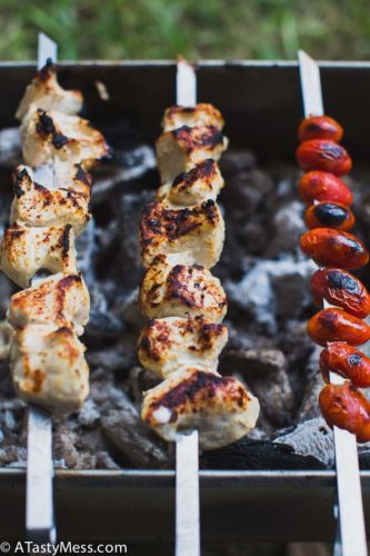 6 Ingredient Chicken Kebabs via ATastyMess.com